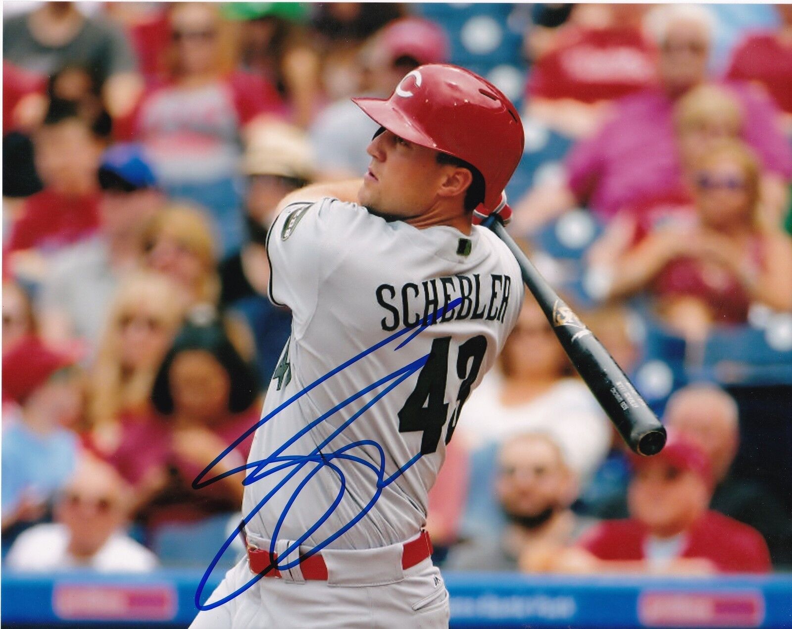 SCOTT SCHEBLER CINCINNATI REDS ACTION SIGNED 8x10