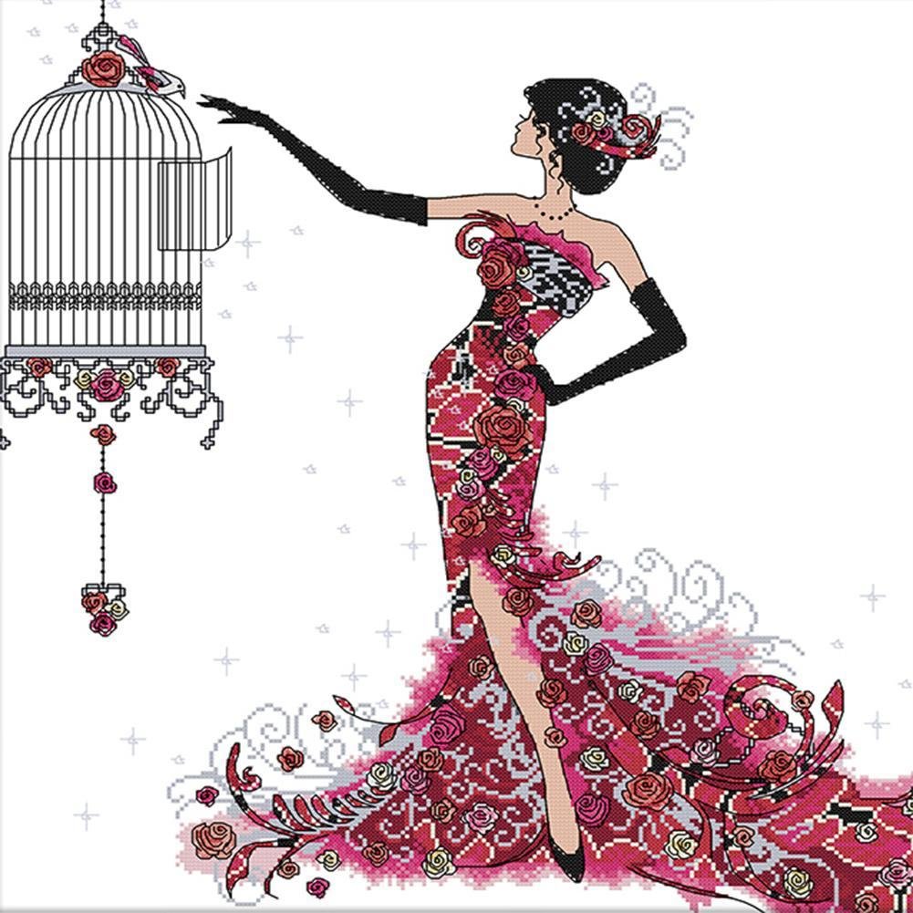 Full Round Diamond Painting Gril in Dress (30*30cm)