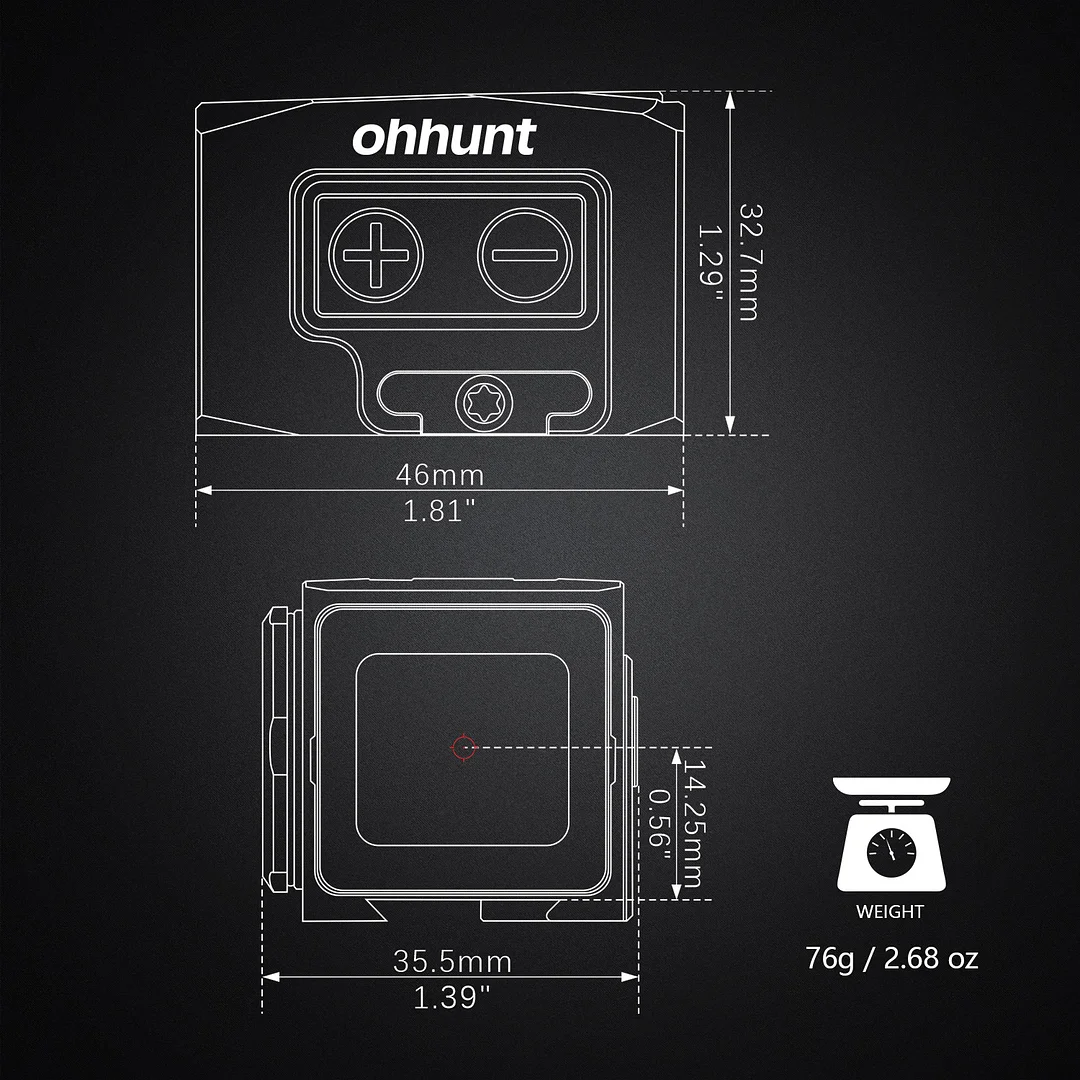 ohhunt® 1x18x20 Enclosed Red Dot Sight Shake Awake Red Dot Multi-reticle System Solar Failsafe with 507C and Doctor Adapter Plates