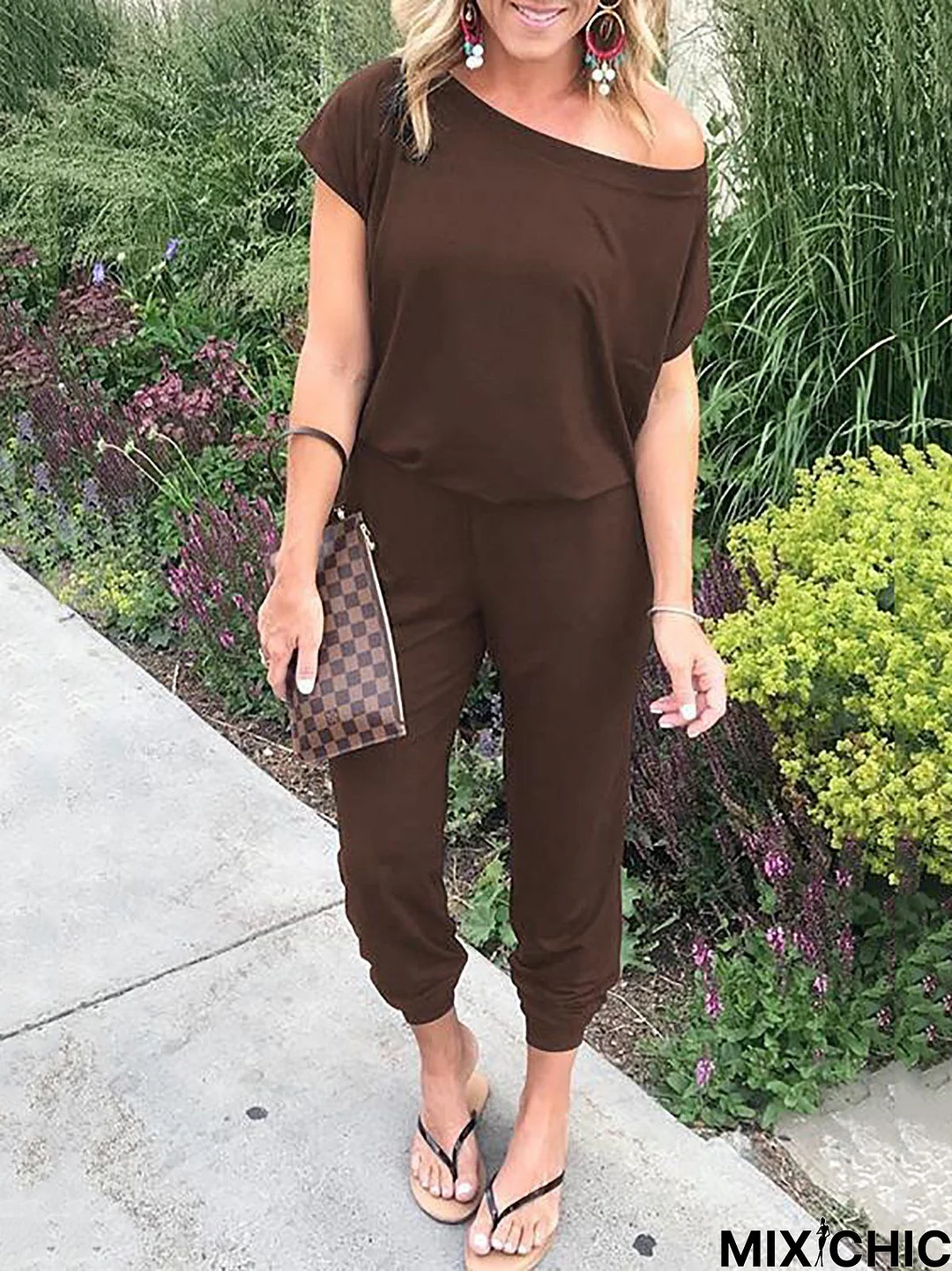 Short Sleeve Long Jumpsuits Solid Romper