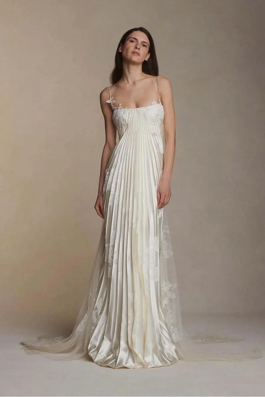 Miabel Beautiful Satin Sleeveless Spaghetti Strap Long Prom Dress With Appliques 