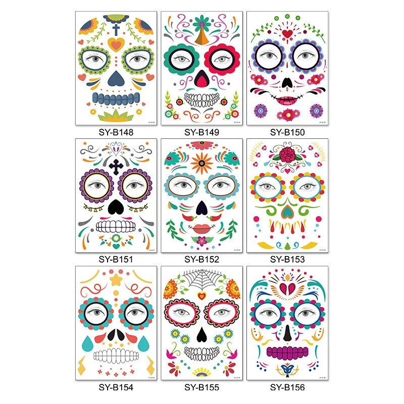 16 Kinds Halloween Temporary Face Sticker Disposable Waterproof Tattoo Sticker