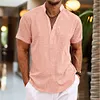 Camicia da uomo a maniche corte con mezzo bottone e colletto Henley