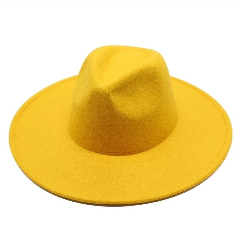 Unisex Elegant Solid Color Big Eaves Flat Eaves Fedora Hat