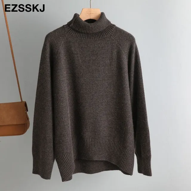 casual thick big Autumn Winter o-neck oversize Sweater Pullover Women warm chic female loose cashmere Basic wool Sweaters pull