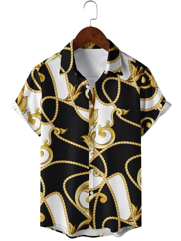 Men's New Summer Shirts Short-sleeved Printed Shirts Casual Tops-JRSEE