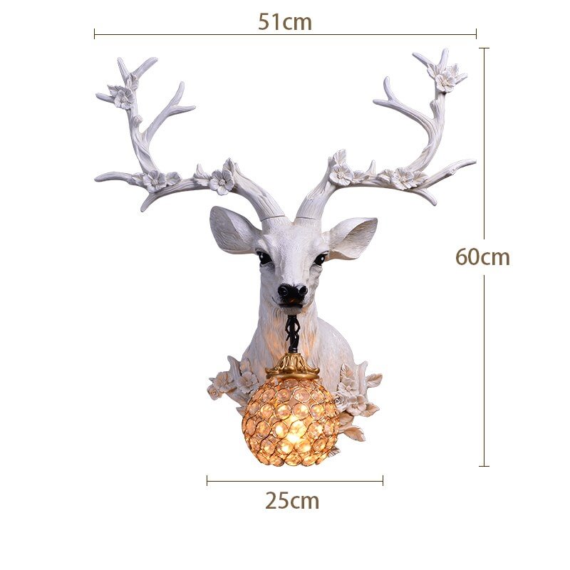 Vintage Luxury Resin Deer Lamp Animal Shade LED Wall Lamp Modern Decor Kitchen Wall Light Bedroom Indoor Lighting Wall Sconce