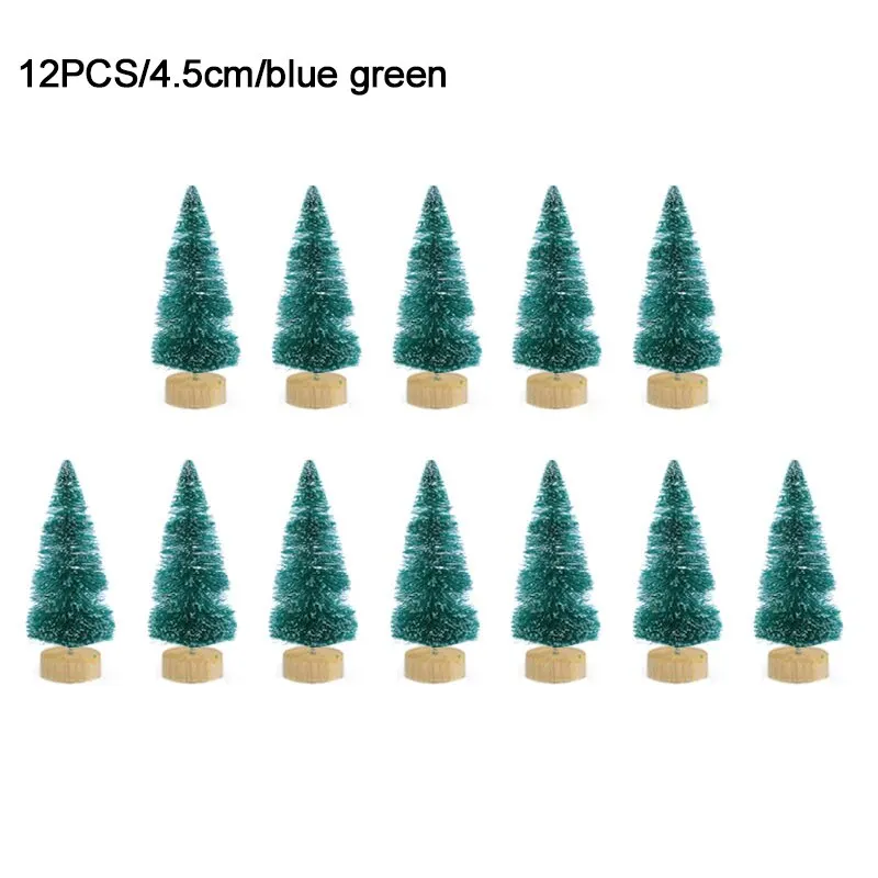 12pcs Mini Christmas Tree Pine Tree DIY Christmas Decorations For Home Table Navidad Xmas Ornaments New Year Decor Kids Gift