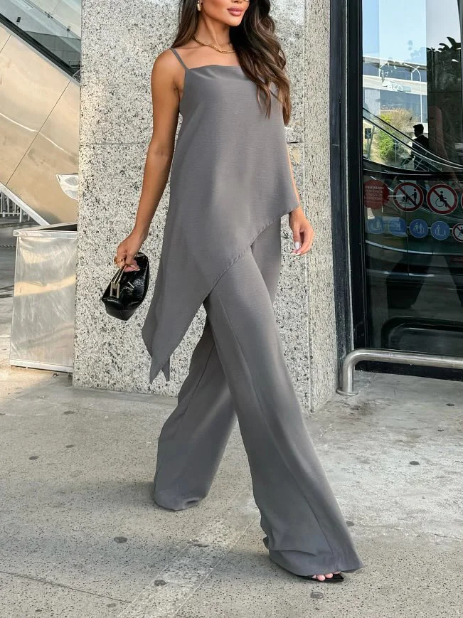 Grey Spaghetti Strap Jumpsuit