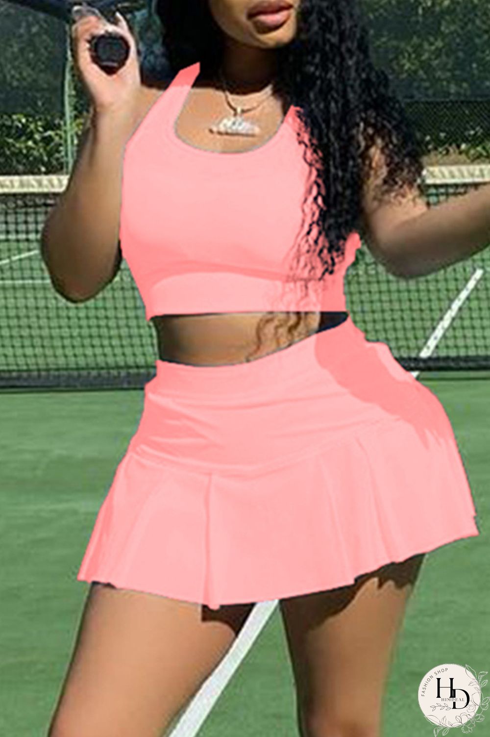 Red Casual Sportswear Solid Basic U Neck Sleeveless Two Pieces