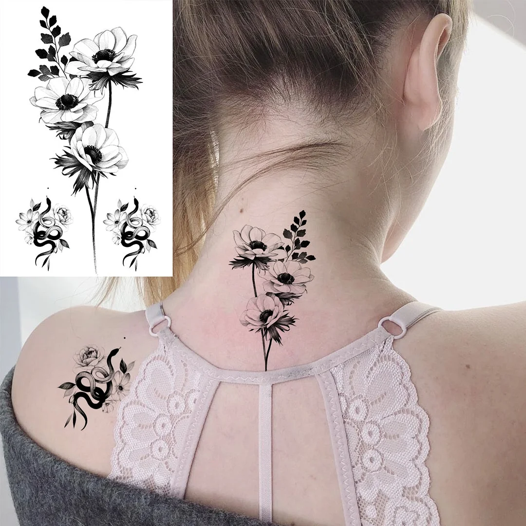 Black Whale Fashion Arm Temporary Tattoos For Women Girl Butterfly Swallow Fake Tattoo Sticker Body Art Waterproof Tatoo Sticker