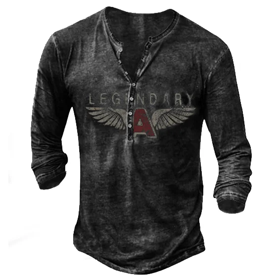 Mens Legendary Wings Button-down Henry T-shirts / [viawink] /