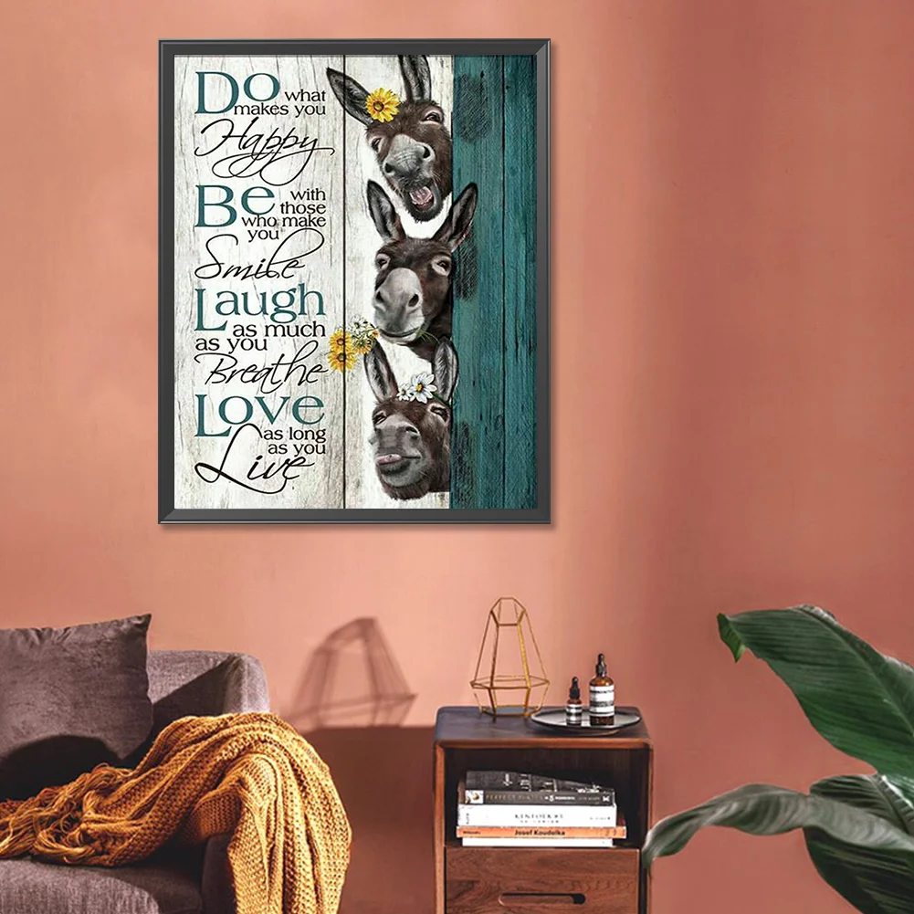 Diamond Painting - Full Round Drill - Donkey Phrase(Canvas|40*50cm)