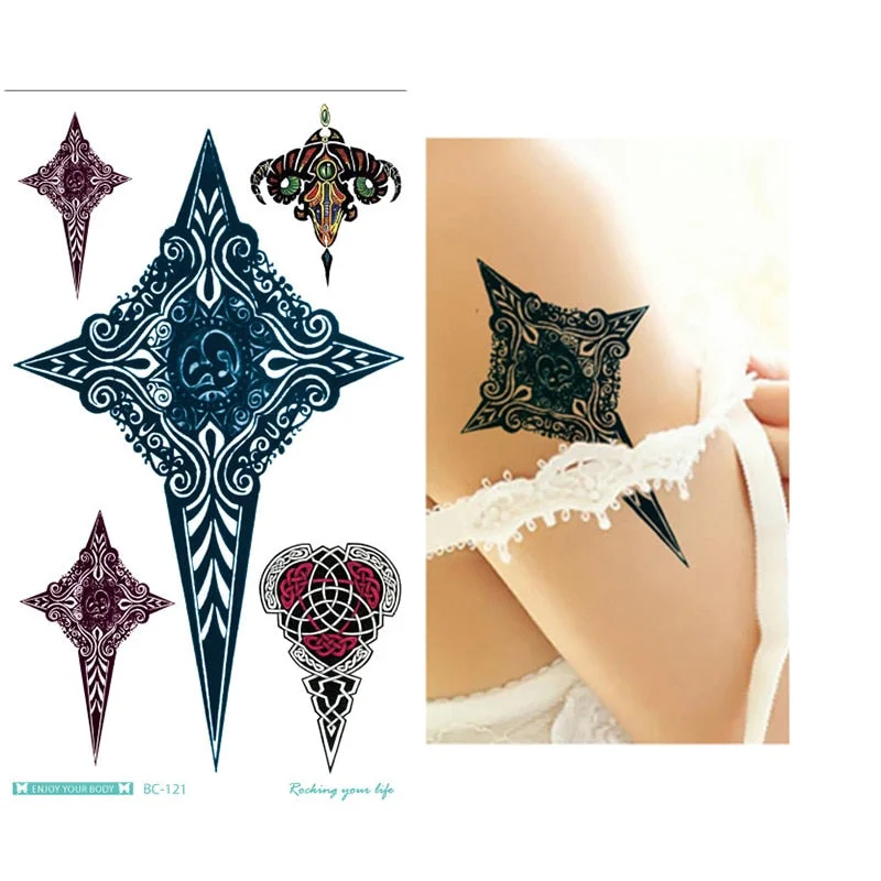 1Piece Temp Body Art Lower Back Temporary Tattoos Fantasy Fake Tattoo for Women Girls Adult Butterfly Flower Waterproof Stickers