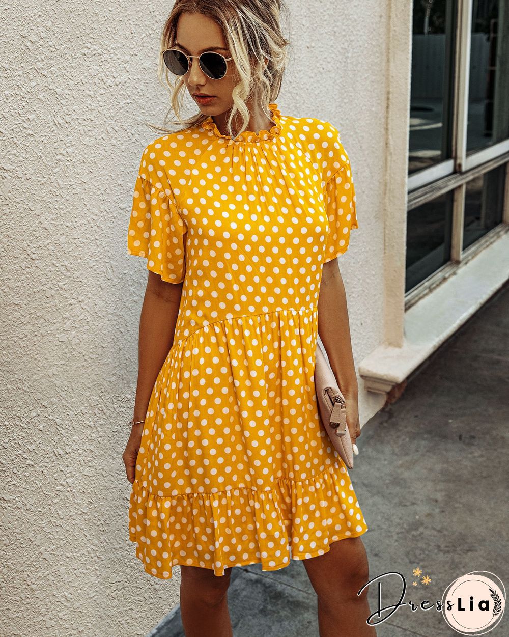 Fashionable Polka Dot Women's Dress For Summer