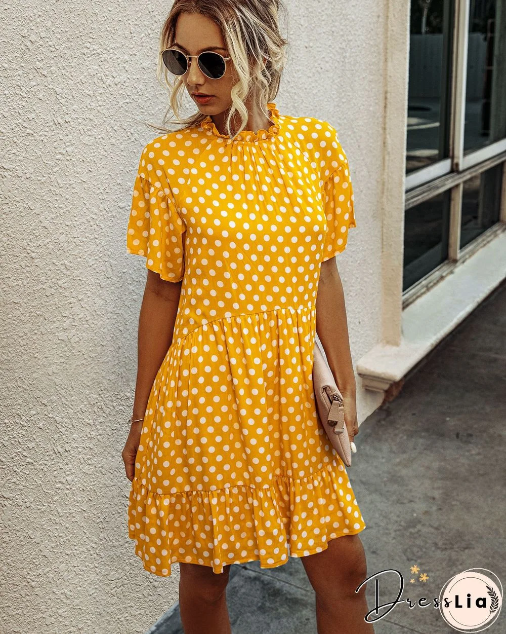 Fashionable Polka Dot Women's Dress For Summer