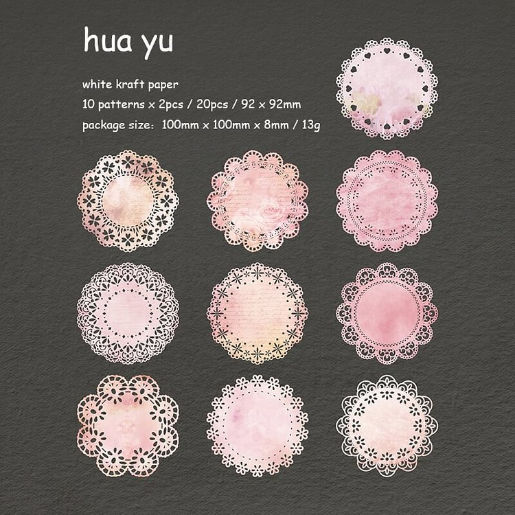 Journalsay 20 Sheets Simple Art Lace Hollow Material Paper Creative DIY Journal Collage Lace Border Memo Pad