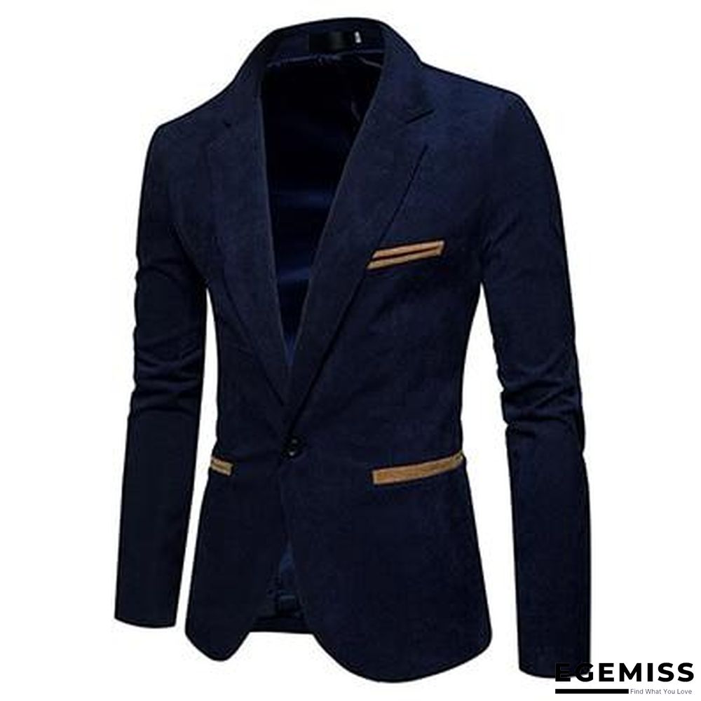 men casual suit jacket men solid color Corduroy Worsted Fabric suit Blazers pocket Button decorate men's suit coat | EGEMISS