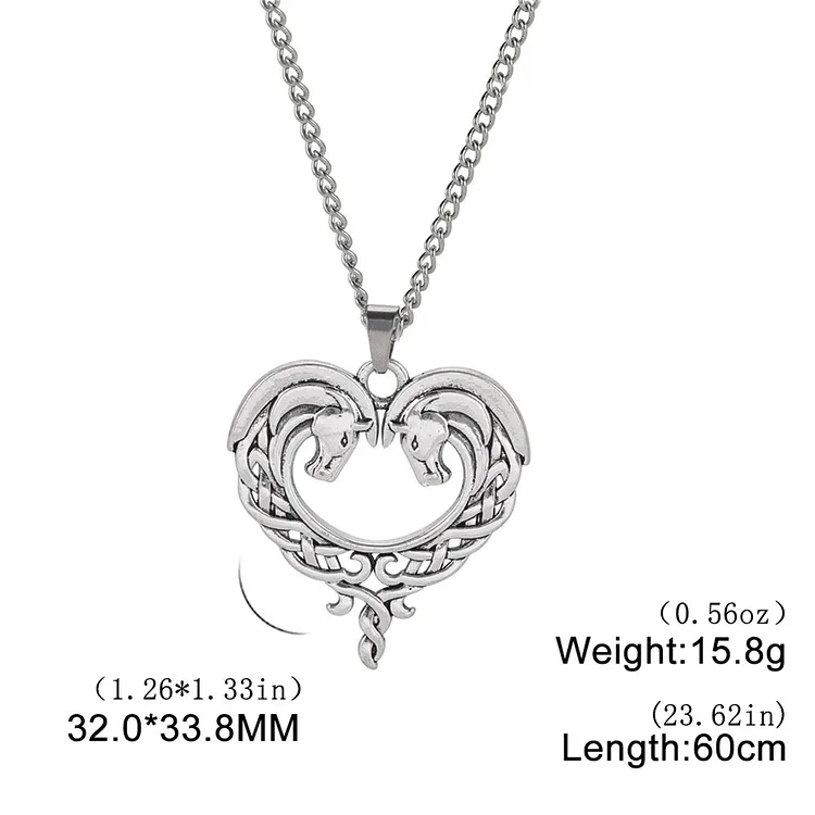 My Shape Celtic Love Couple Wolf Heart Necklace for Men Horse Celtic Knot Irish Animal Couple Pendants Good Luck Jewelry Gifts