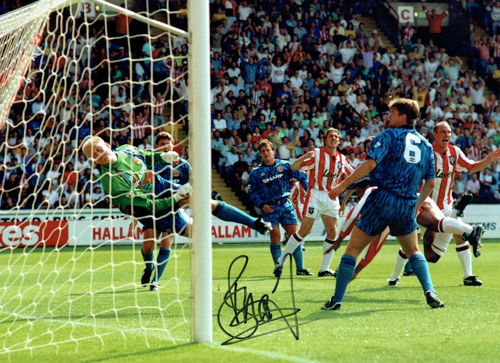 Brian DEANE SIGNED Autograph 16x12 Sheffield United 1st Goal Photo Poster painting B AFTAL COA