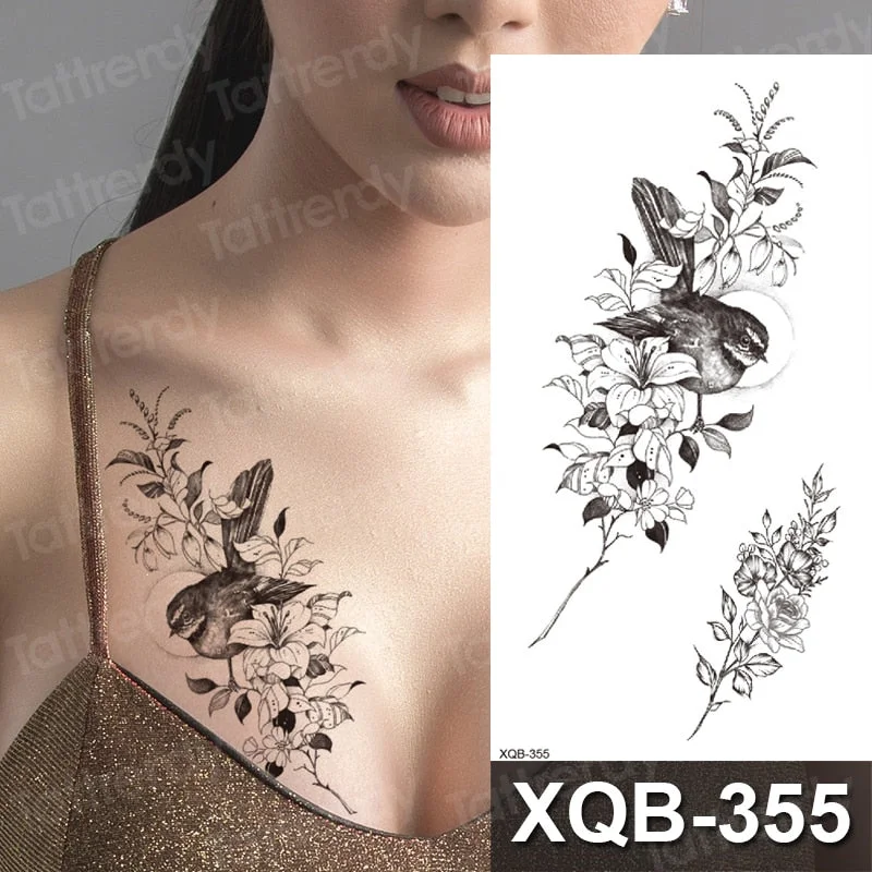 temporary tattoo flower snake dragon anime sexy body art stickers black lion skull tattoo sleeve for women men boys sexy decal