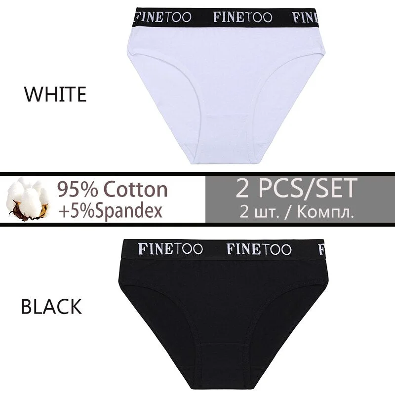 FINETOO 2PCS/Set Cotton Sexy Women Underwear Fashion Letter Women Panties Low-waisted Lingerie Female Girls 2021 Briefs M-XXL