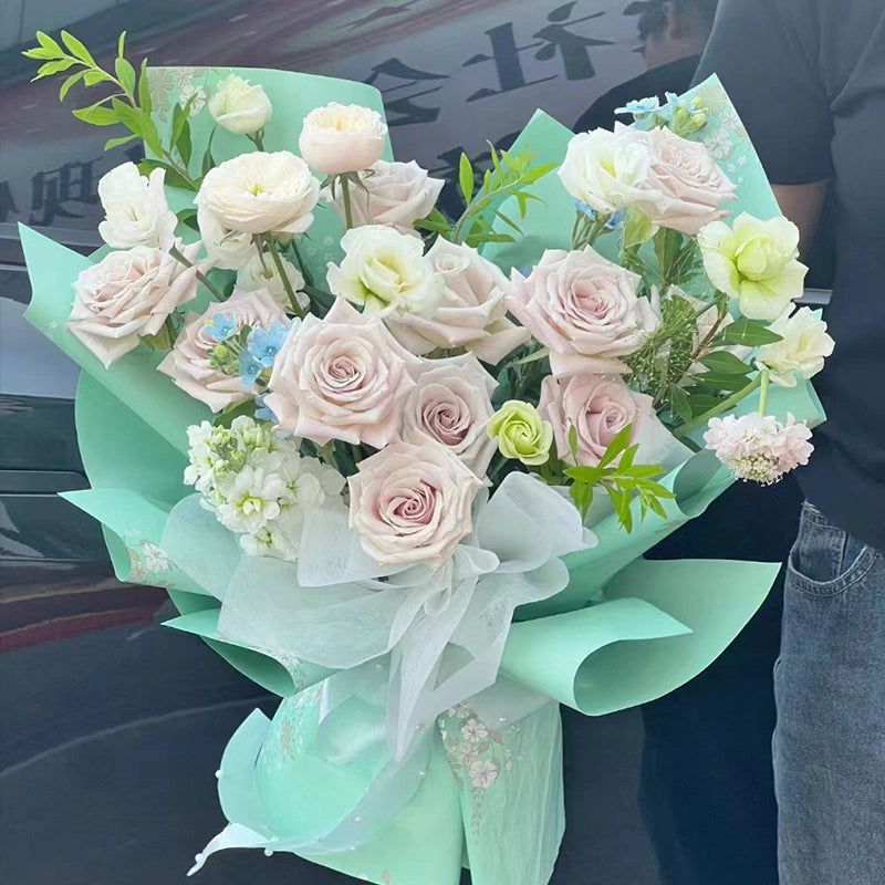 2 Pieces New Printing Ouya Paper Waterproof Matte Film Flower Packaging Material Bouquet Paper Floral Flower Shop2