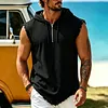 Men's Casual Zip-Up Cotton Blend Sleeveless Hoodie Tank Top With Frayed Hem And Drawstring Hood by Inlyline