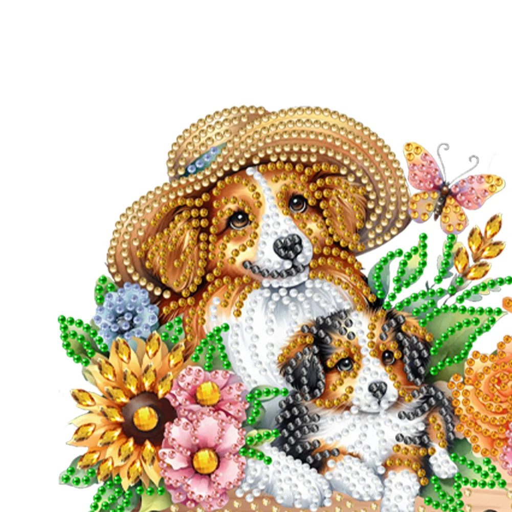 DIY Dogs Wooden Diamond Painting Hanging Hooks for Beginners Adults(28*15cm)