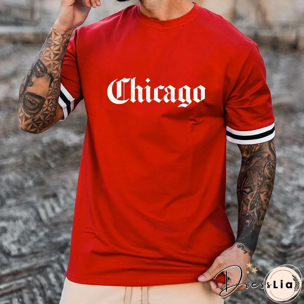 Chicago Print Crew Neck Short Sleeve T-Shirt