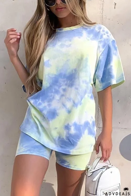 Tie Dye Short Sleeve T Shirt Short Set