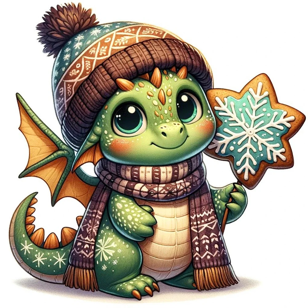 Diamond Painting - Full Round Drill - Xmas Dragon(Canvas|30*30cm)