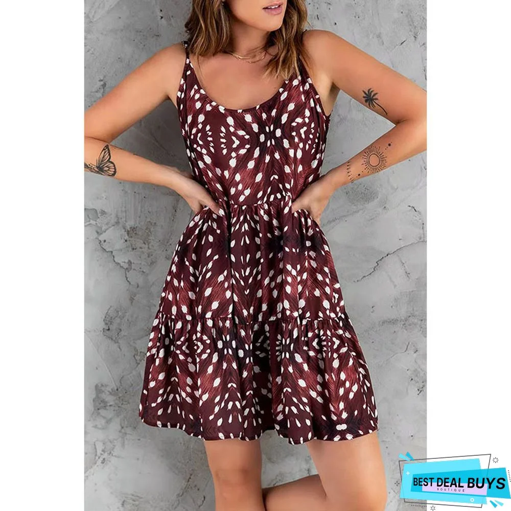 Printed Bohemian Commuter Suspender Dress