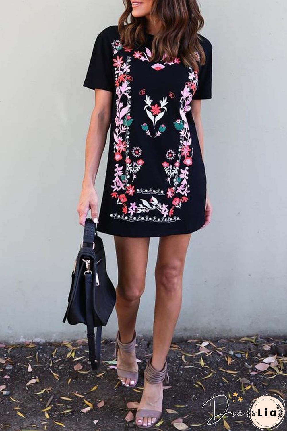 Nation Printed Short Sleeve Casual Dress