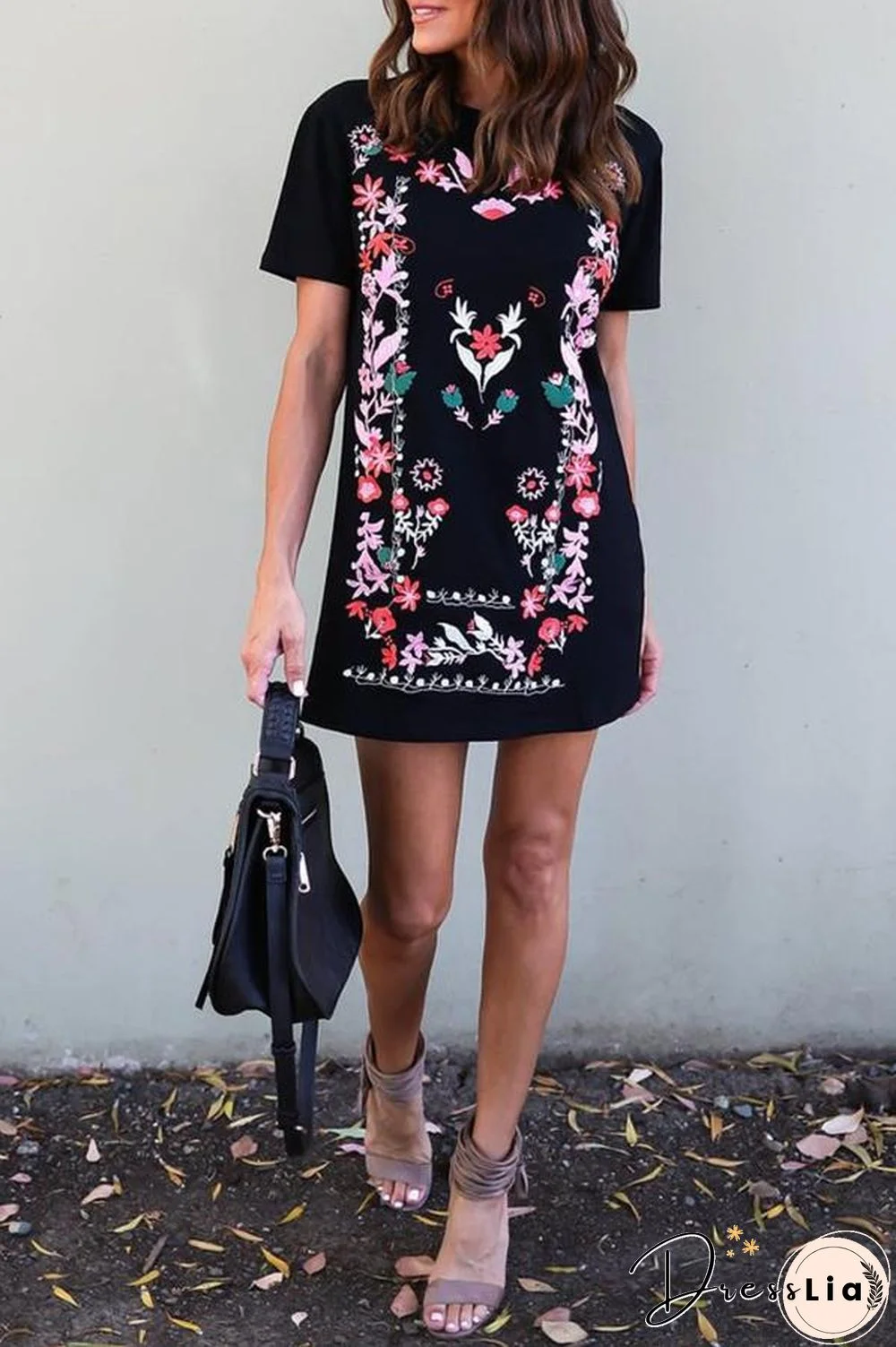 Nation Printed Short Sleeve Casual Dress