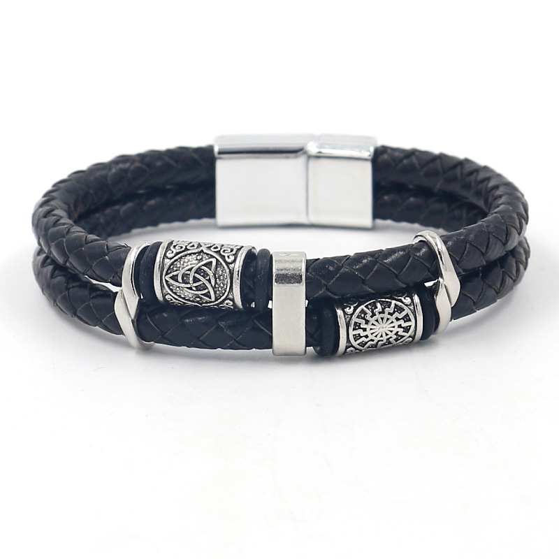 Men's Nordic Viking Series Leather Rope Woven Bracelet