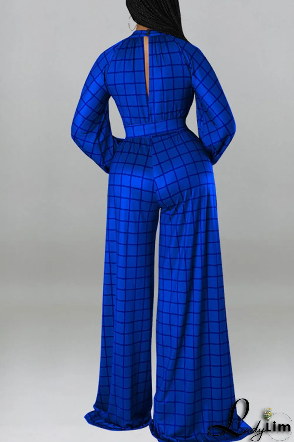 Tangerine Casual Plaid Print Patchwork O Neck Straight Jumpsuits