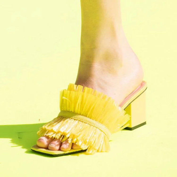 Yellow hot sale fringe sandals