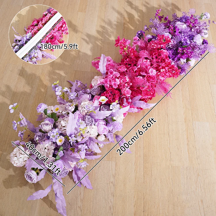 A8808 Hot Pink Purple Wedding Backdrop Horn Arch Decor Rose Peony Floral Arrangement