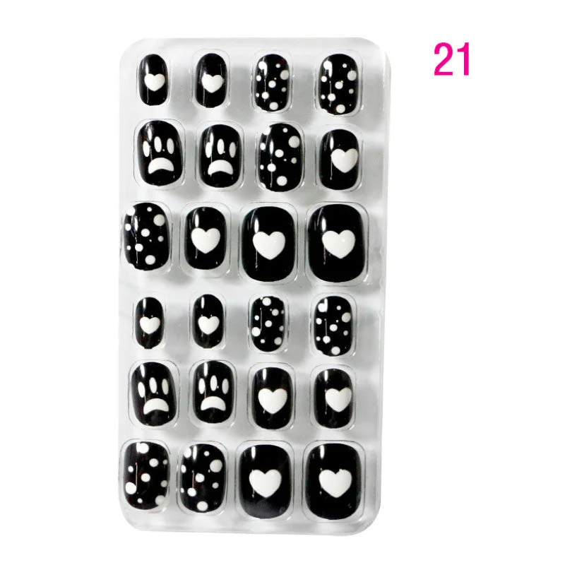 24PCS/box Children/adult Cartoon Candy Fake Nails Full Coverage Self-adhesive Nail Polish Cute Girl Manicure Decoration CL02
