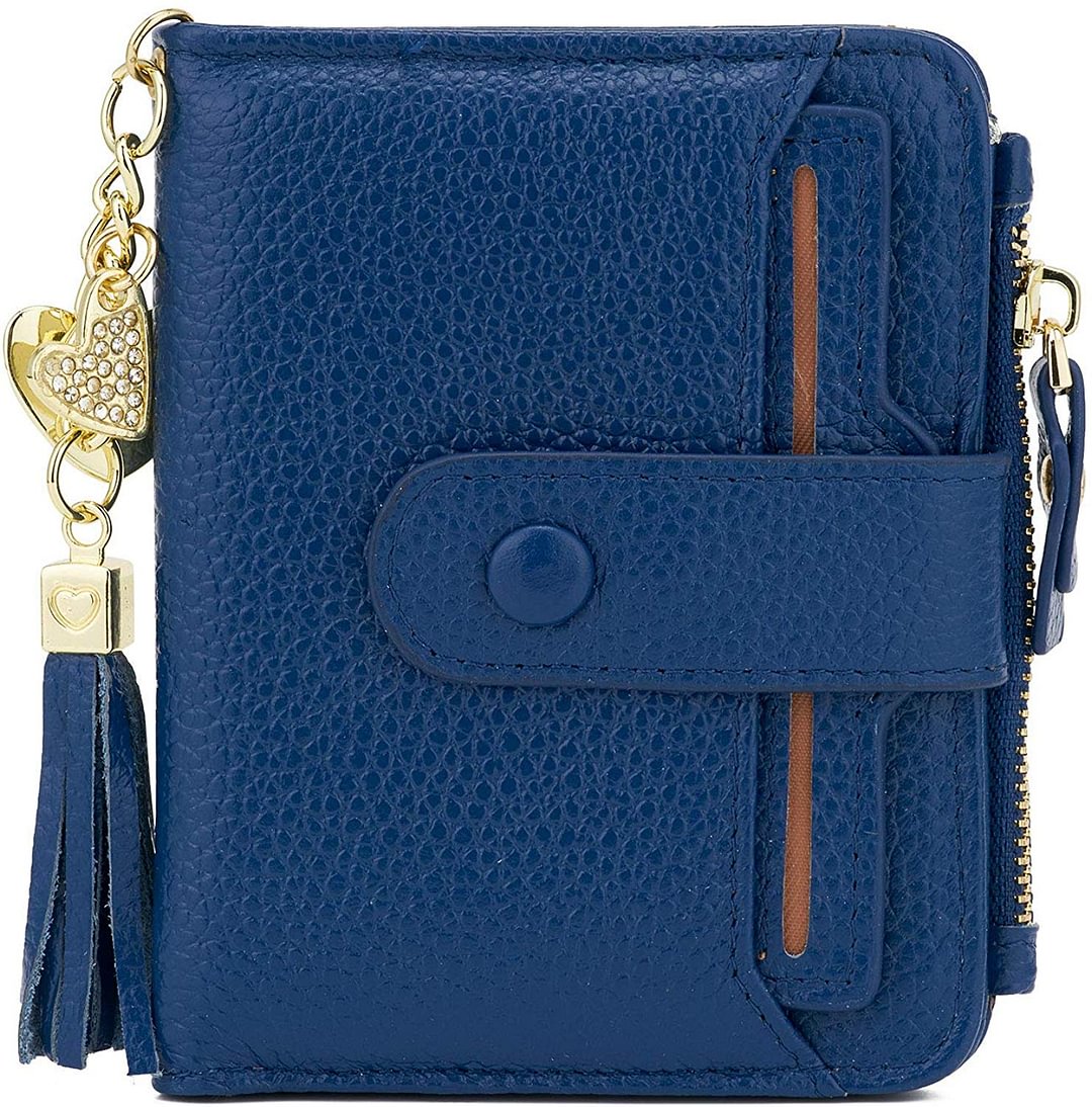 RFID Mini Soft Leather Bifold Wallet With ID Window Card Sleeve Coin Purse