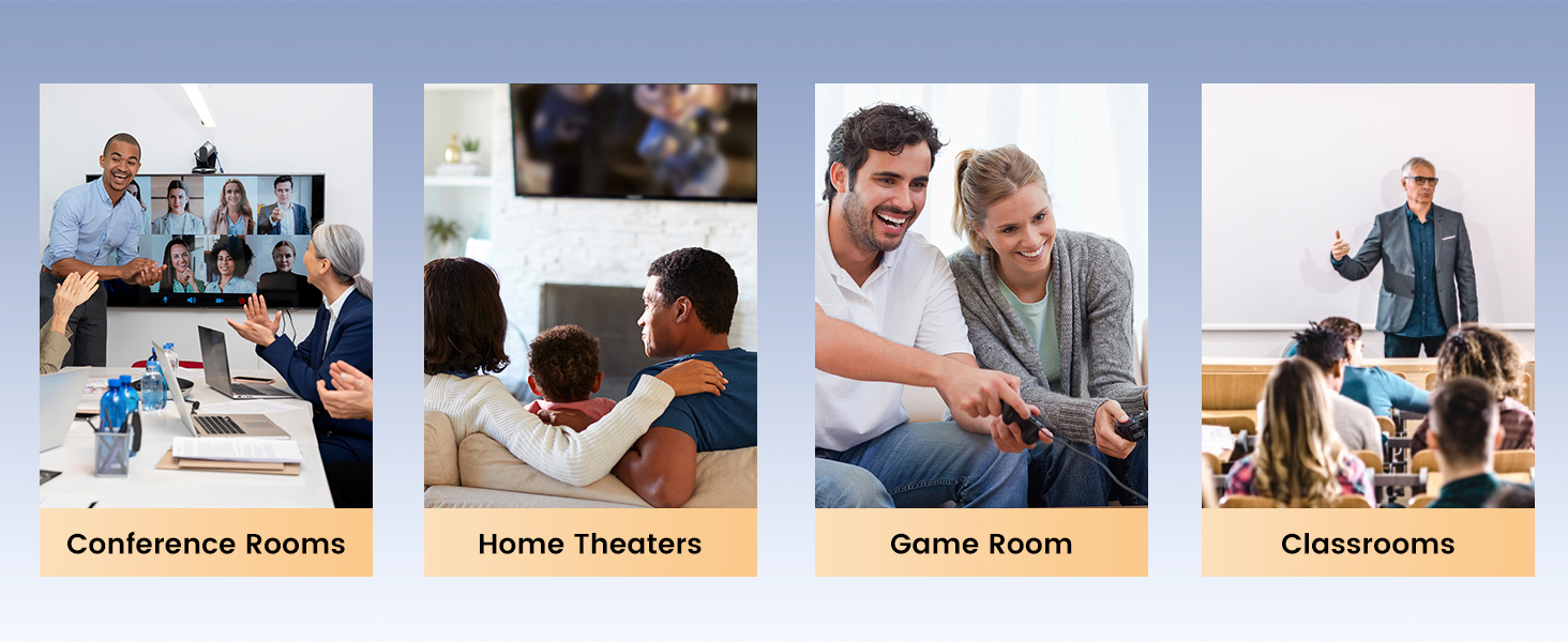 use for meeting, game, home theater, classrooms