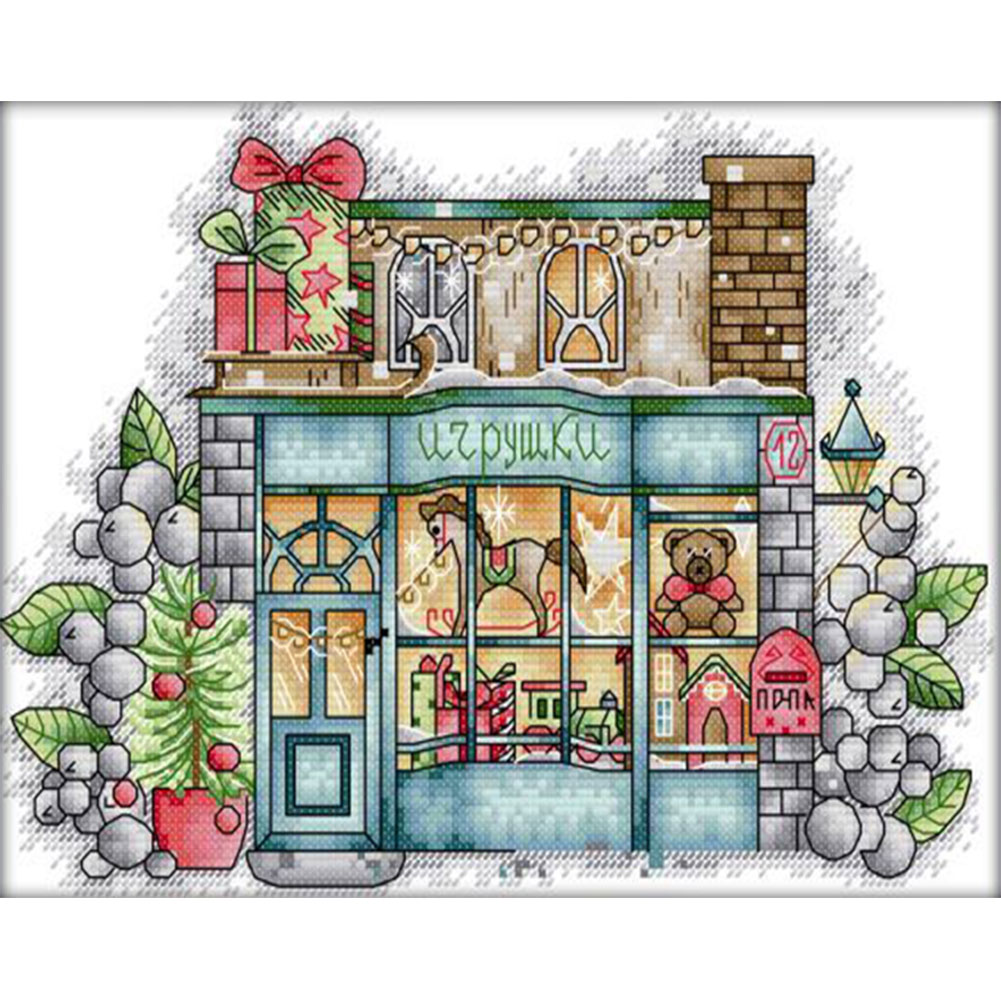 

Christmas Toy Shop - 11CT Stamped Cross Stitch - 39*27CM, 501 Original