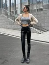 British High-waist Butt Lift Women's Leather Pants