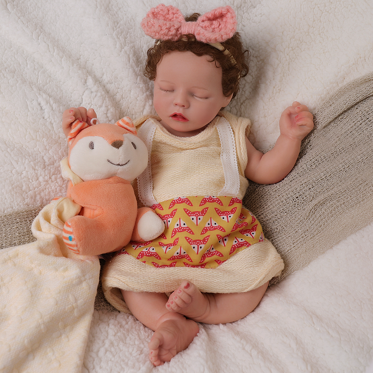 Babeside Twinnie 16" Full Silicone Reborn Baby Doll Girl Sleeping Cute Little Fox