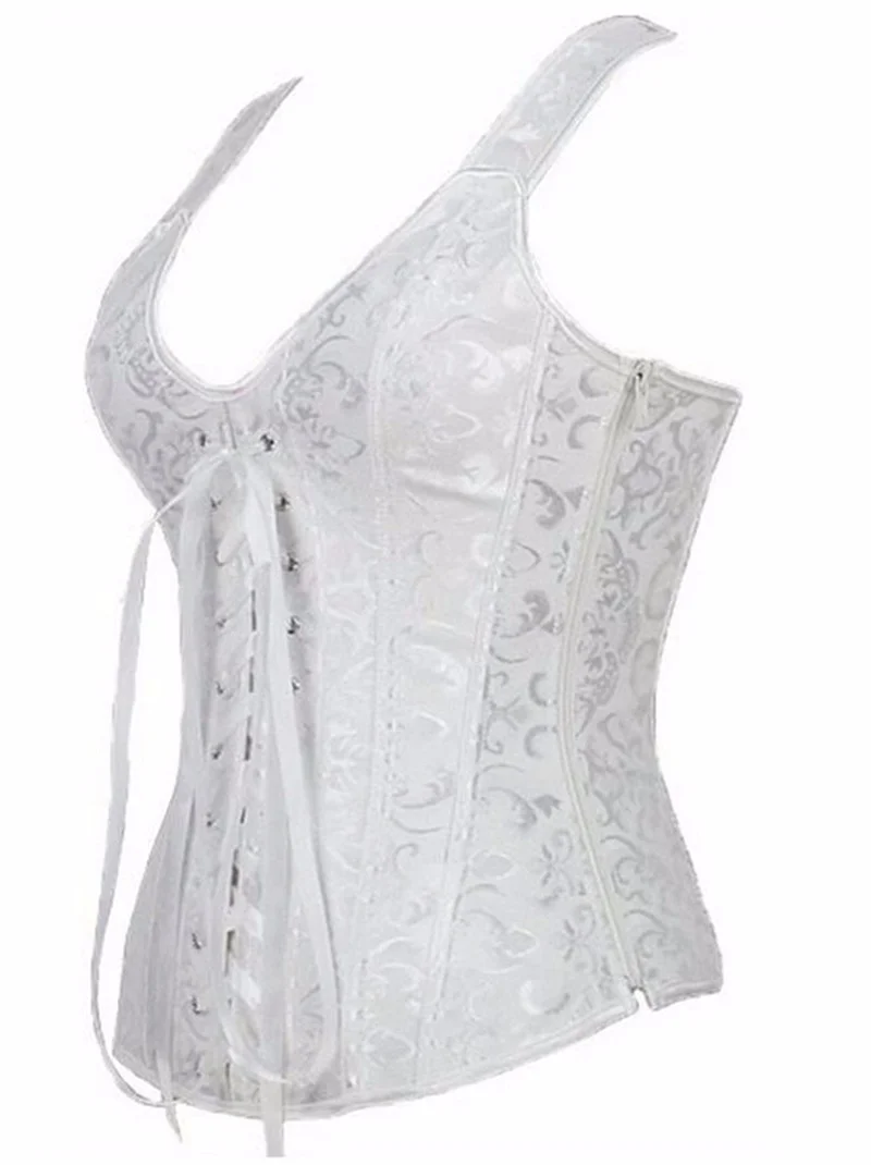 Billionm Sapubonva corset sexy bustier lingerie plus size gothic brocade overbust corset vest top corselet for women zipper black white