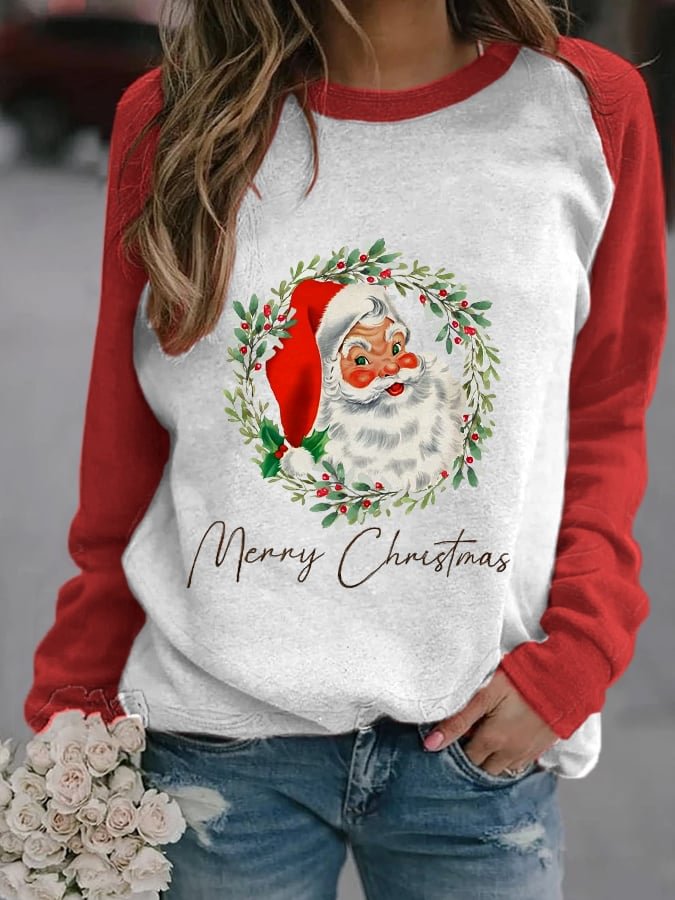 Women's Merry Christmas Santa Claus Print Casual Sweatshirt
