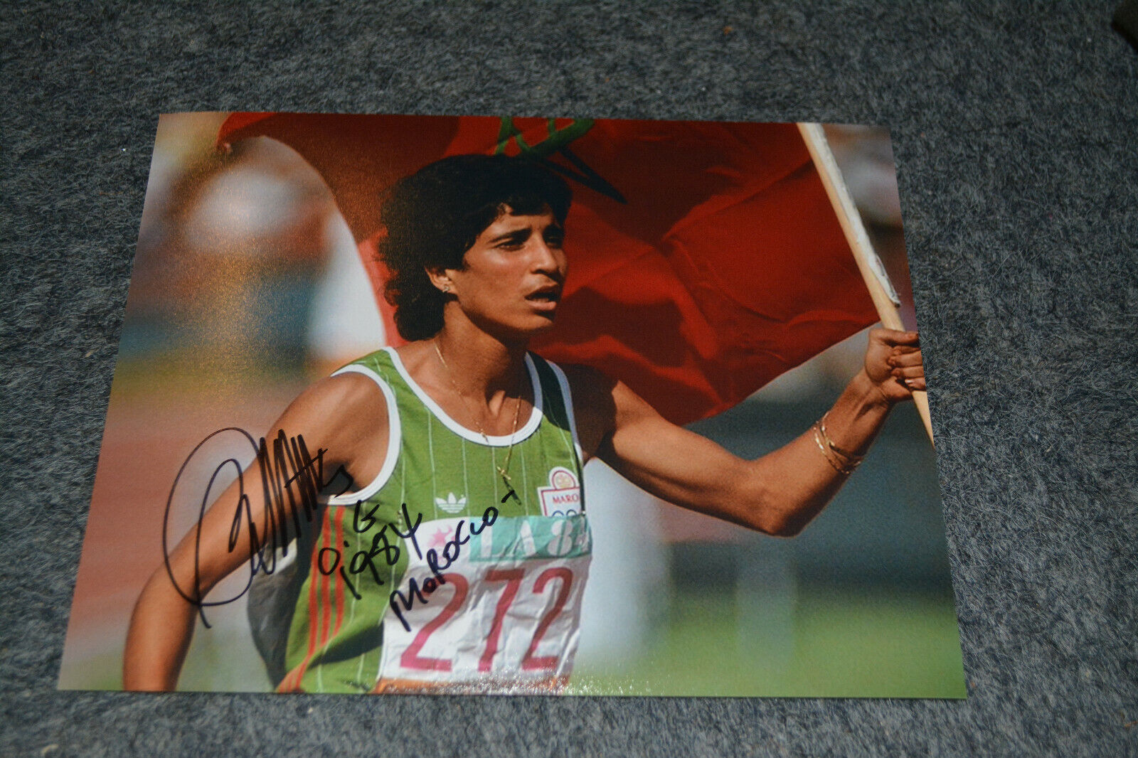 NAWAL EL MOUTAWAKEL signed autograph 8x10 / 20x25 cm In Person OLYMPIC