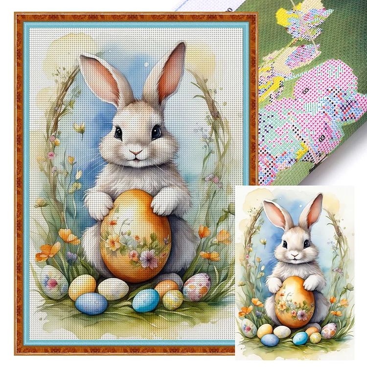Rabbit And Easter Egg - Printed Cross Stitch 11CT 40*60CM