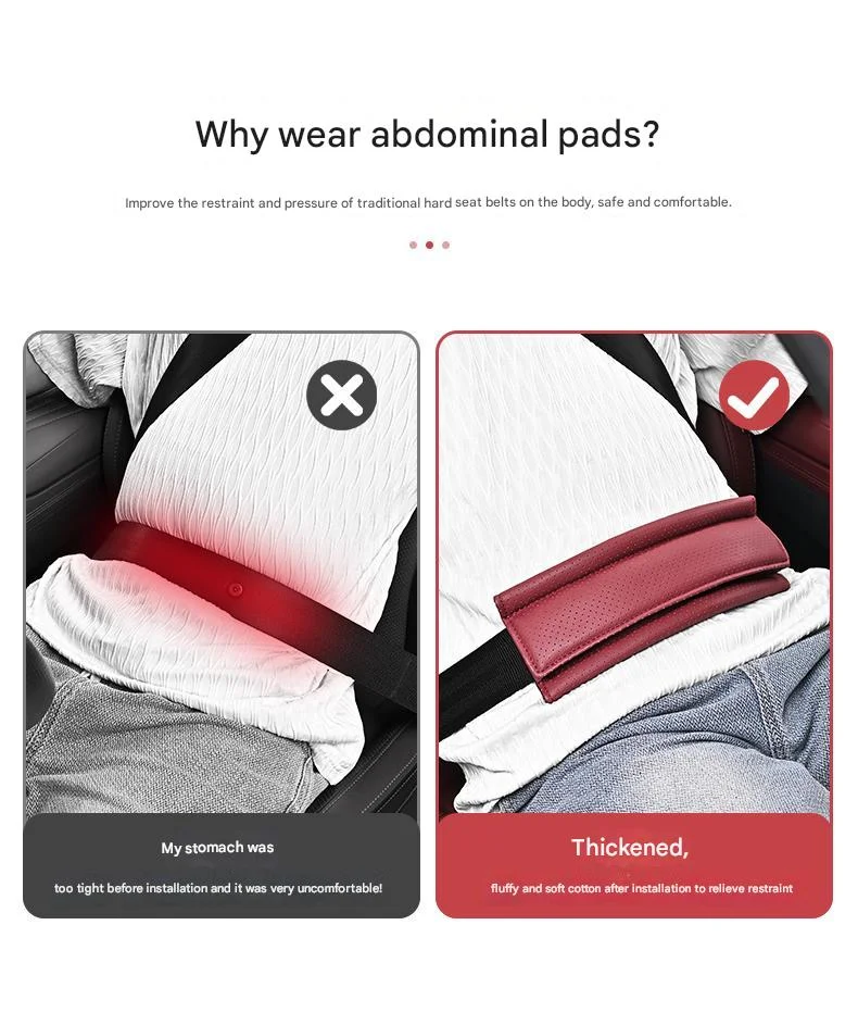 Car seat belt abdomen/shoulder anti-strangulation leather cover